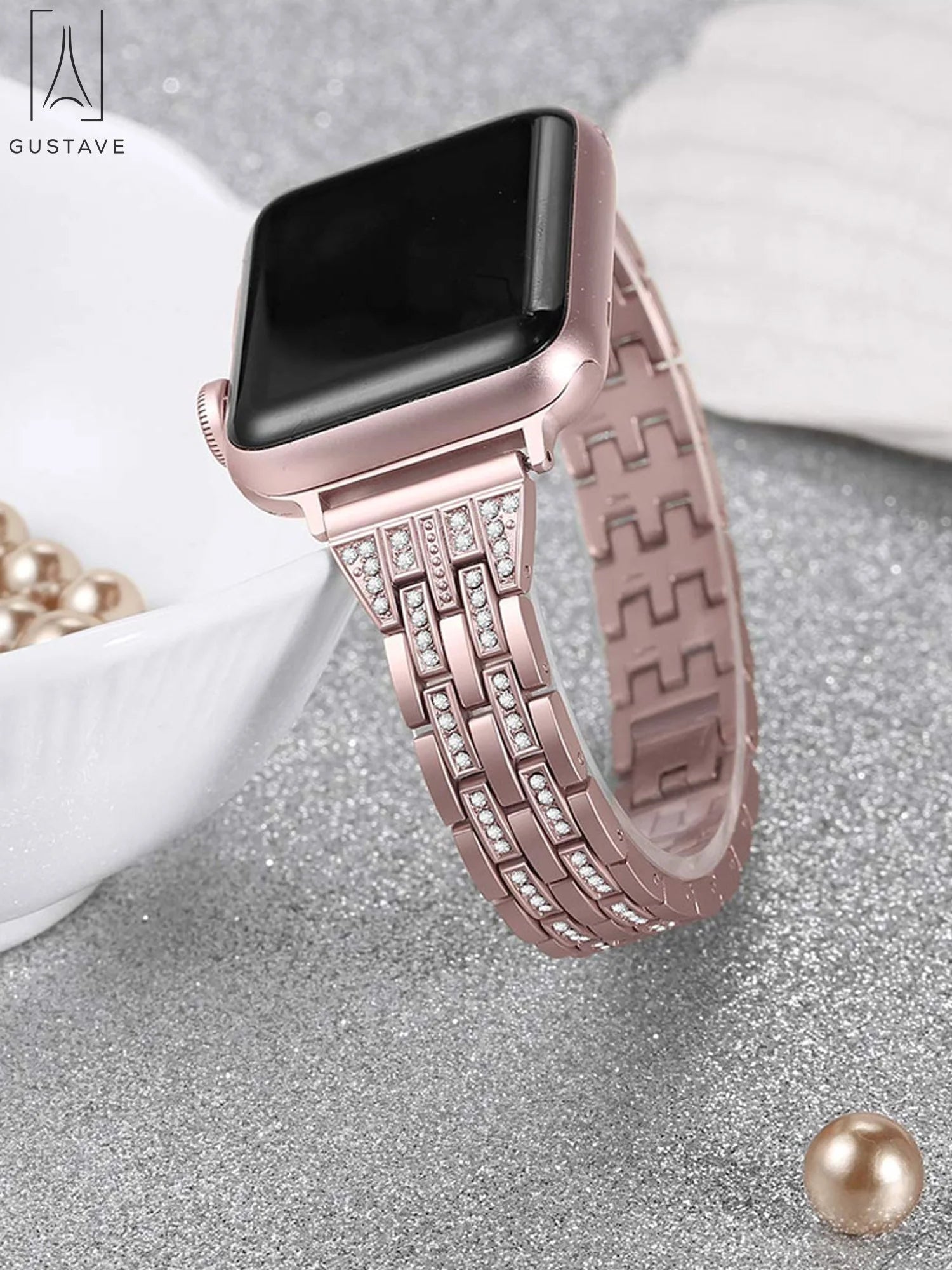 Metal Apple Watch Band 38Mm 40Mm 42Mm 44Mm Compatible with Iwatach Series Ultra SE 8 7 6 5 4 3 2 1 Elegant Bracelet Wristband Strap with Diamond Rhinestone for Women "Gold"